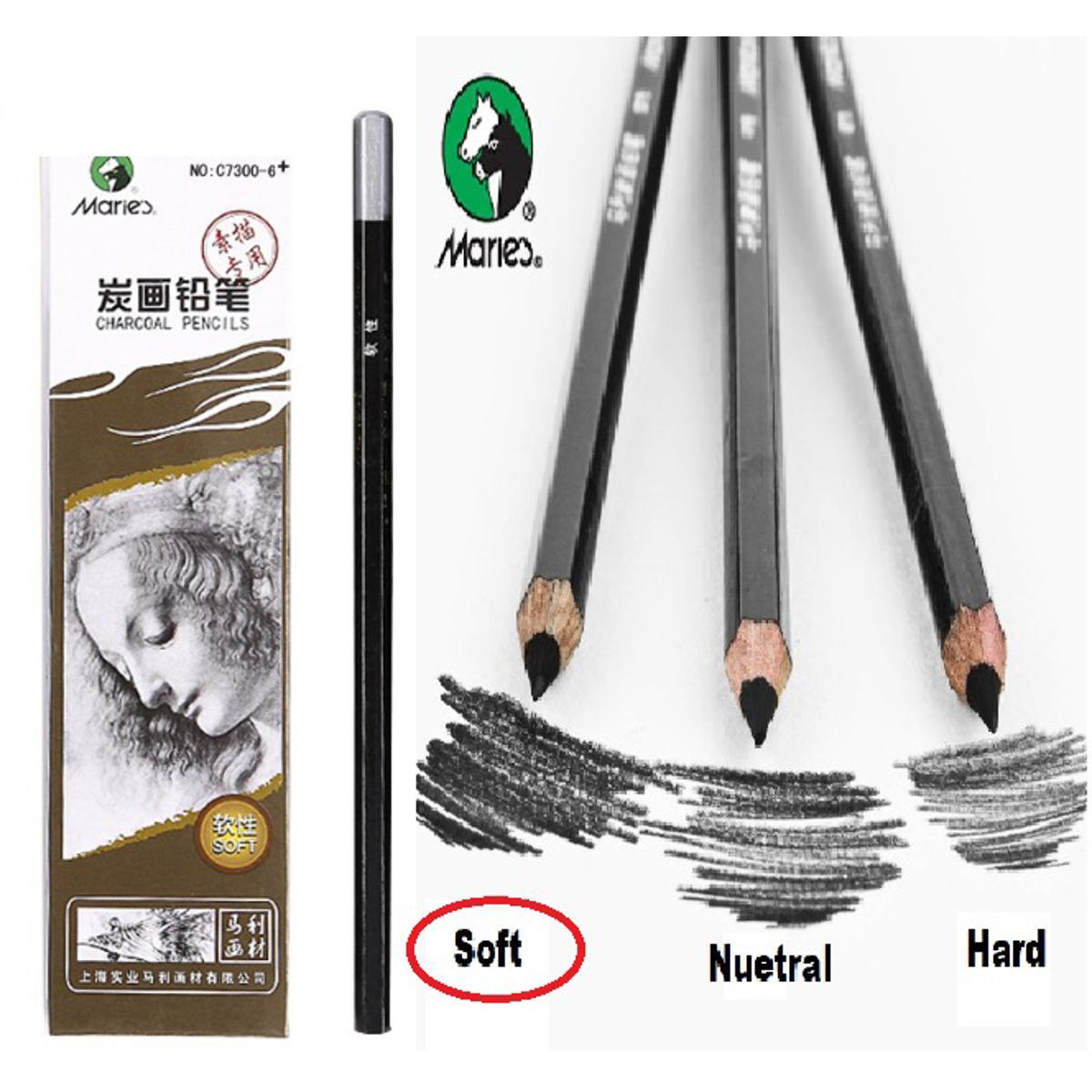 Maries Charcoal Pencils Grade (Pack of 6)