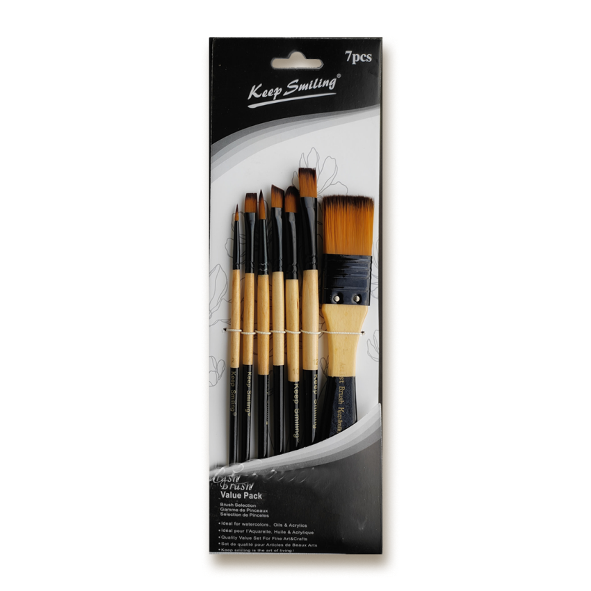 Keep Smiling Mix Artist Paint Brush Set – 7 Pcs A0003